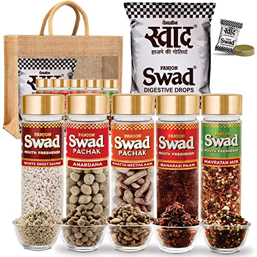 Swad MAHA SAVER PACK- Swad 25 Candy Pouchwith 3 premium bottles of Swad Pachak - ANARDANA, JEERA GOLI & KHATTA MEETHA KHAJOOR (Pack of 3)