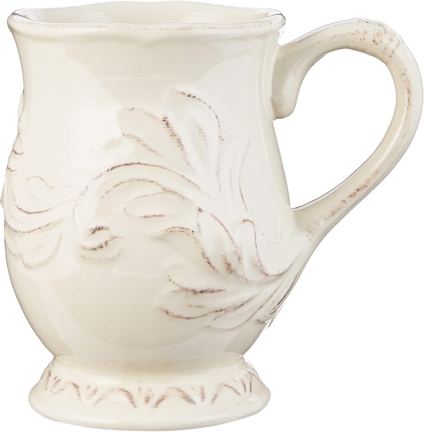 Firenze Ivory 16-Piece Ceramic Dinnerware Set, Service for 4 – Embossed Plates