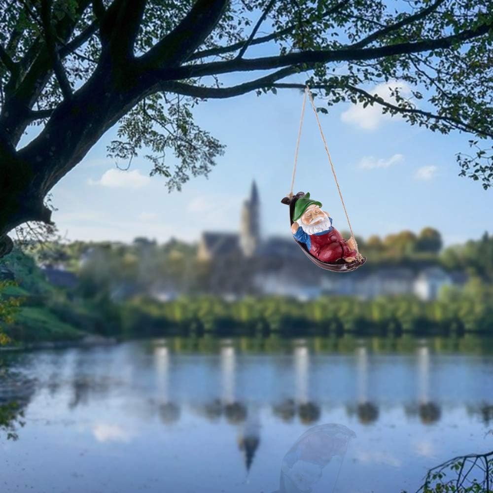 Gnomes Yard Decorations Outdoor Cute Resin Hammock Gnome Hanging Statues Garden Decor Backyard Art