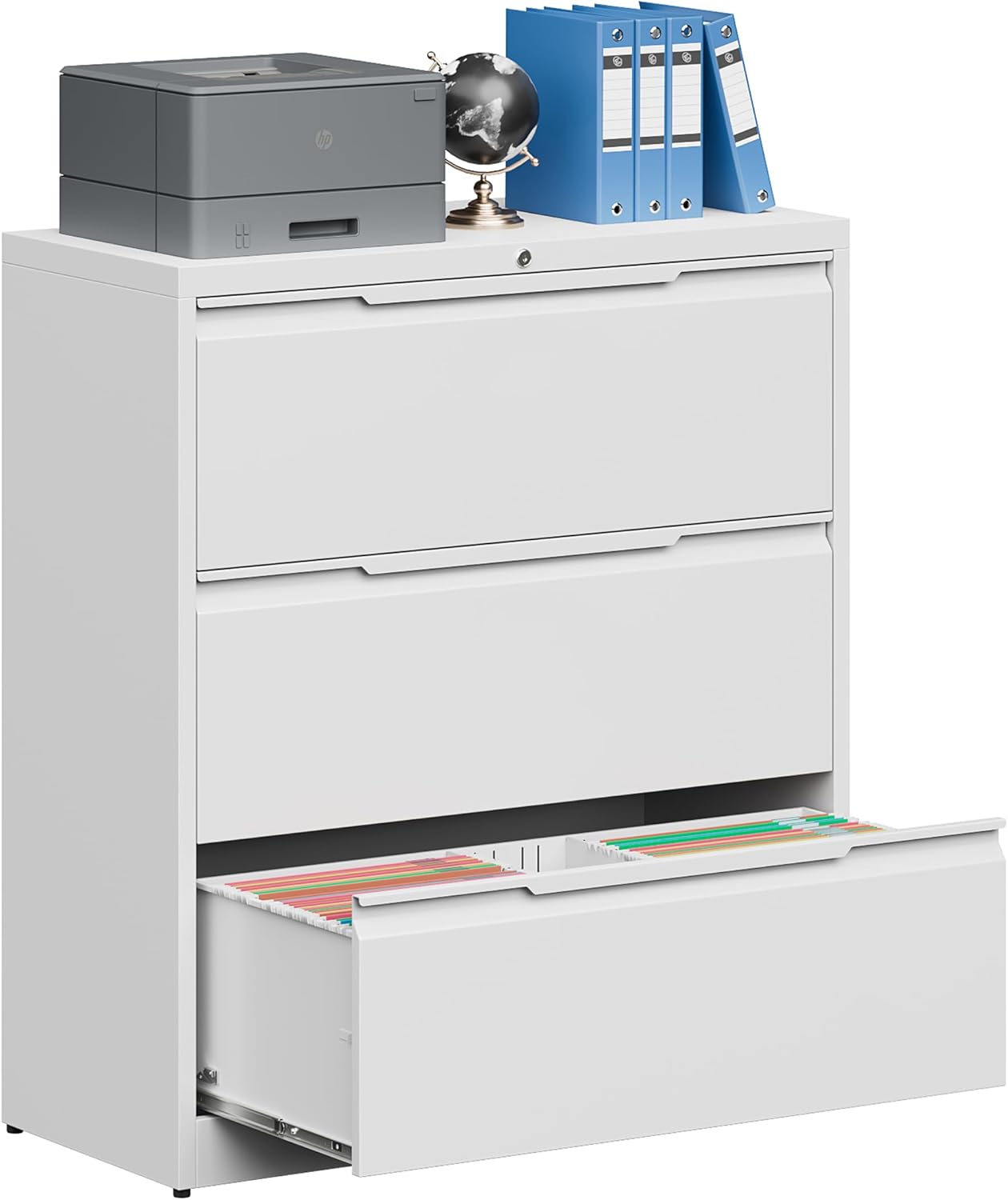 3 Drawer File Cabinet with Lock,Vertical Filing Cabinets for Home Office,Heavy Duty Metal File Cabinet for Hanging A4/Letter/Legal Size File,Vertical File Cabinet 15" W X 17.8" D X 38.3" H-Black