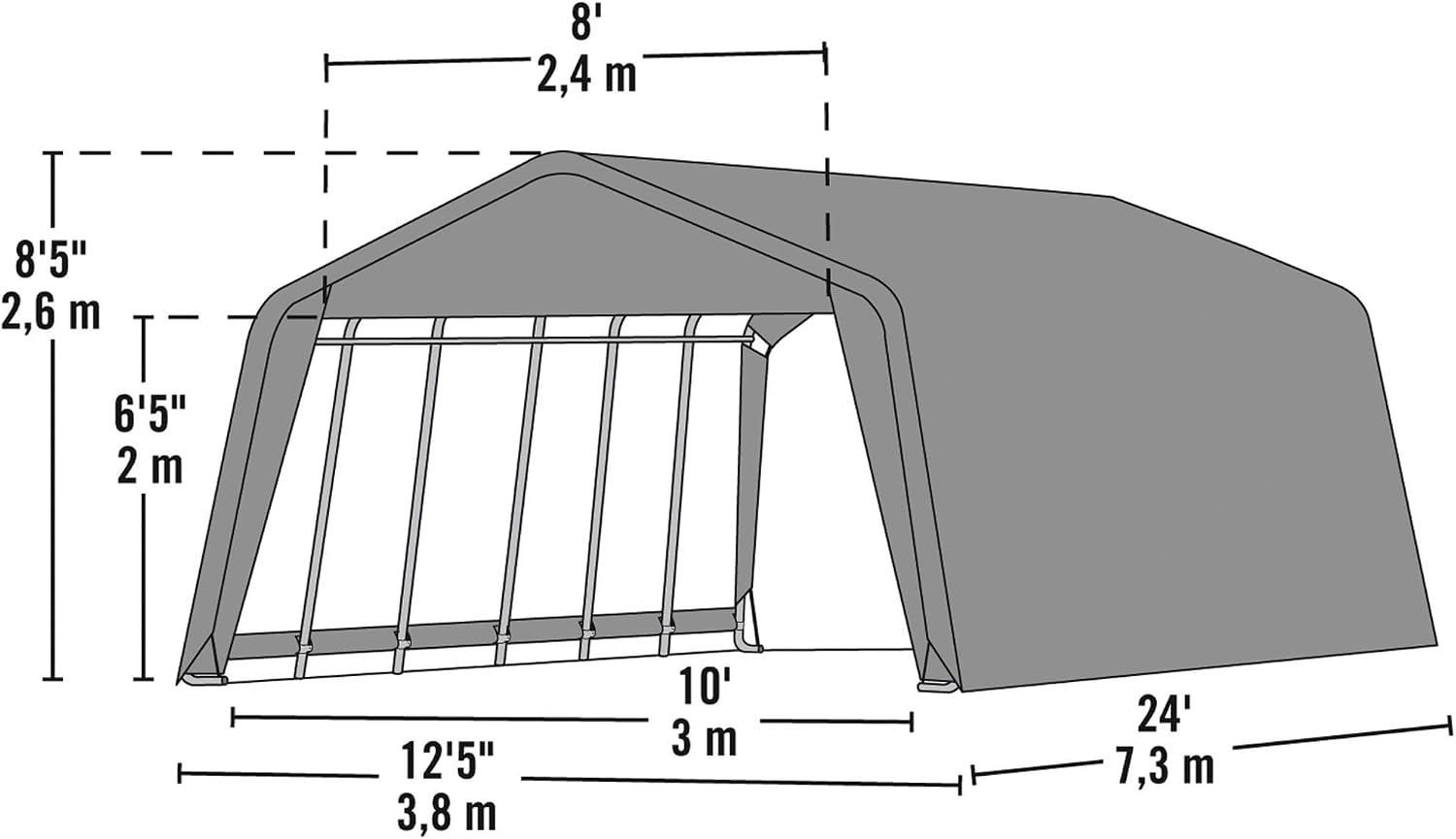 ShelterLogic 72444 Green 12'x24'x8' Peak Style Shelter