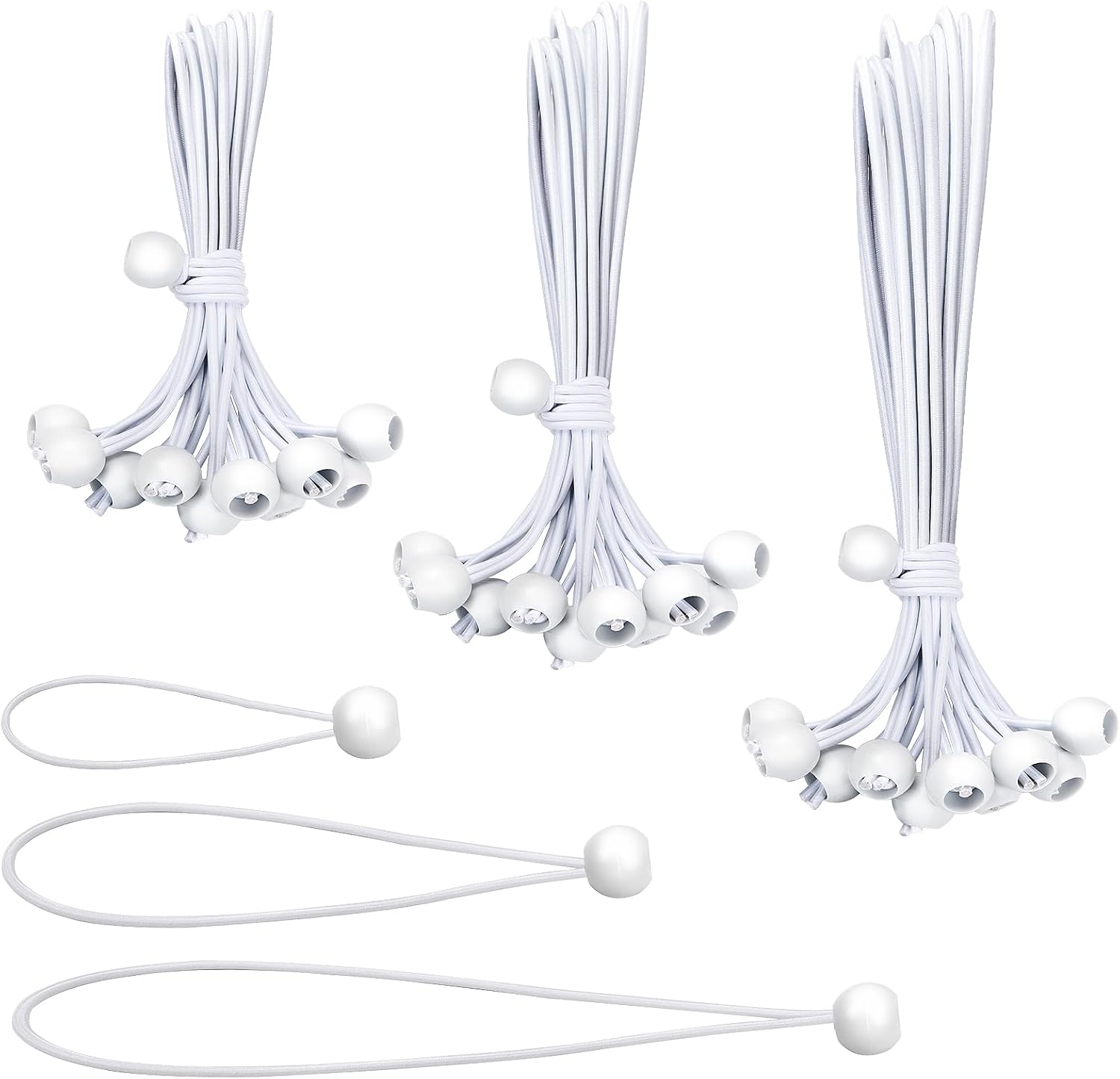 30PCS of 3 Sizes Ball Bungee Cords, 6, 9, 11 Inch Tarp Canopy Bungee Balls, Heavy Duty Tie Down Cord for Shelter, Gazebo, Camping, Tent, Cargo