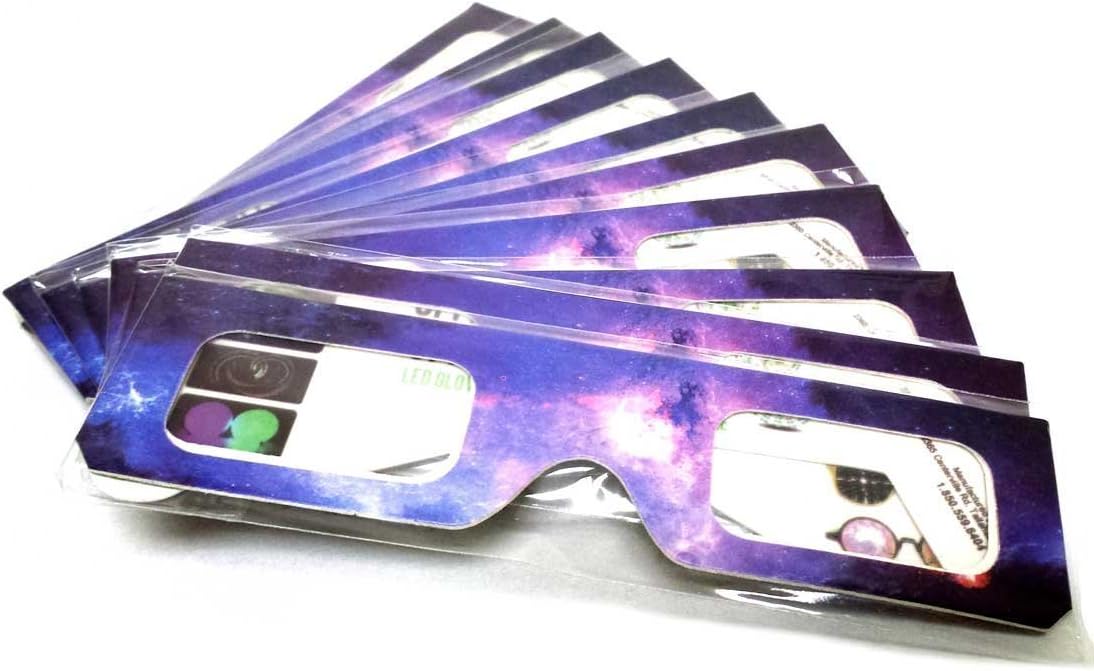 GloFX Paper Cardboard Diffraction Glasses - Great for Christmas Lights, Parties, Raves, Festivals, Light Shows, & Fireworks