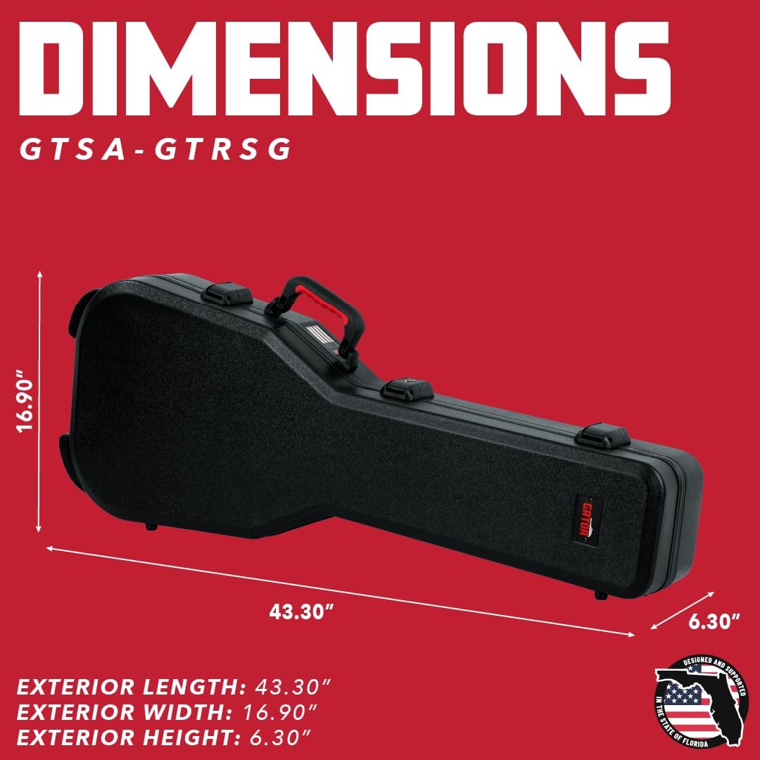 Gator Cases Molded Flight Case For SG Style Double Cut Away Guitars With TSA Approved Locking Latch, (GTSA-GTRSG)