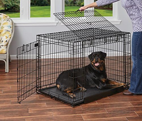 MidWest Homes for Pets Medium Ovation Double Door 30-inch Folding Metal Dog Crate, Front and Up & Away Side Doors, Space-Saving Design