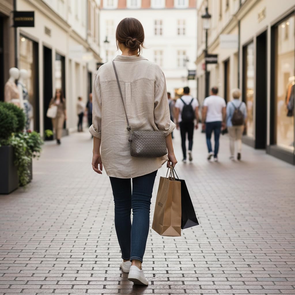 Woven Crossbody Bag for Women: Vegan Leather Handbag for Leisure | Classic Handwoven Bag For Style - Compact Design, Lightweight, Minimalist Style, Fits Phone, Cards & Key, Ideal for Daily Use