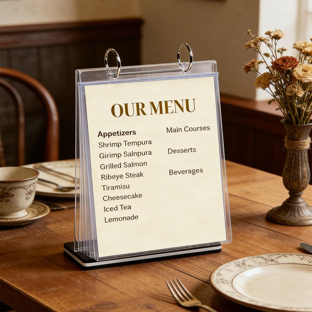 A5 Acrylic Plastic Folder with T-Shaped Stand - Indoor/Outdoor Suction Cup Holder -- For Documents, Photos, Menus & Marketing Racks