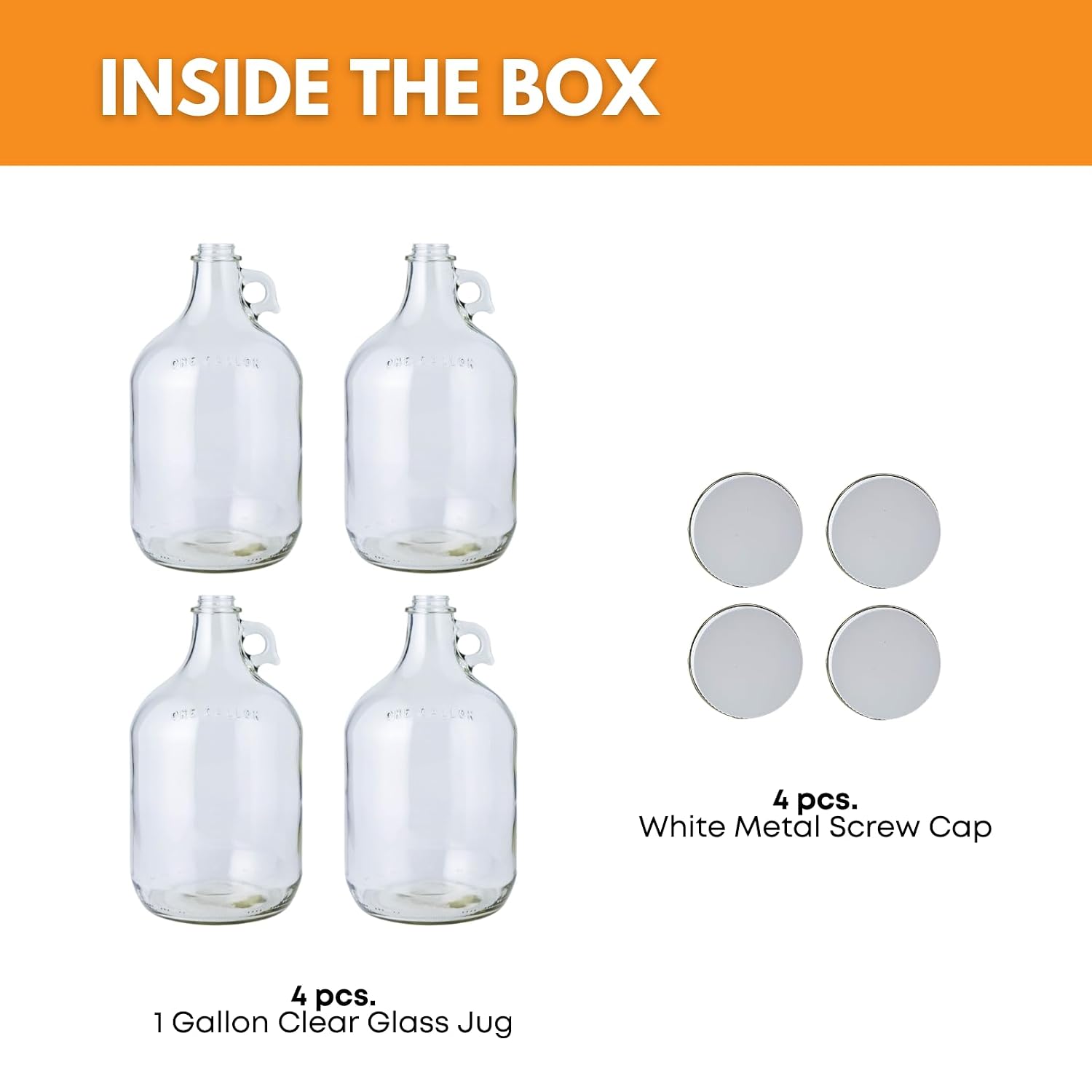 Home Brew Ohio 1 Gallon Glass Water Bottle Includes 38 mm Metal Screw Cap