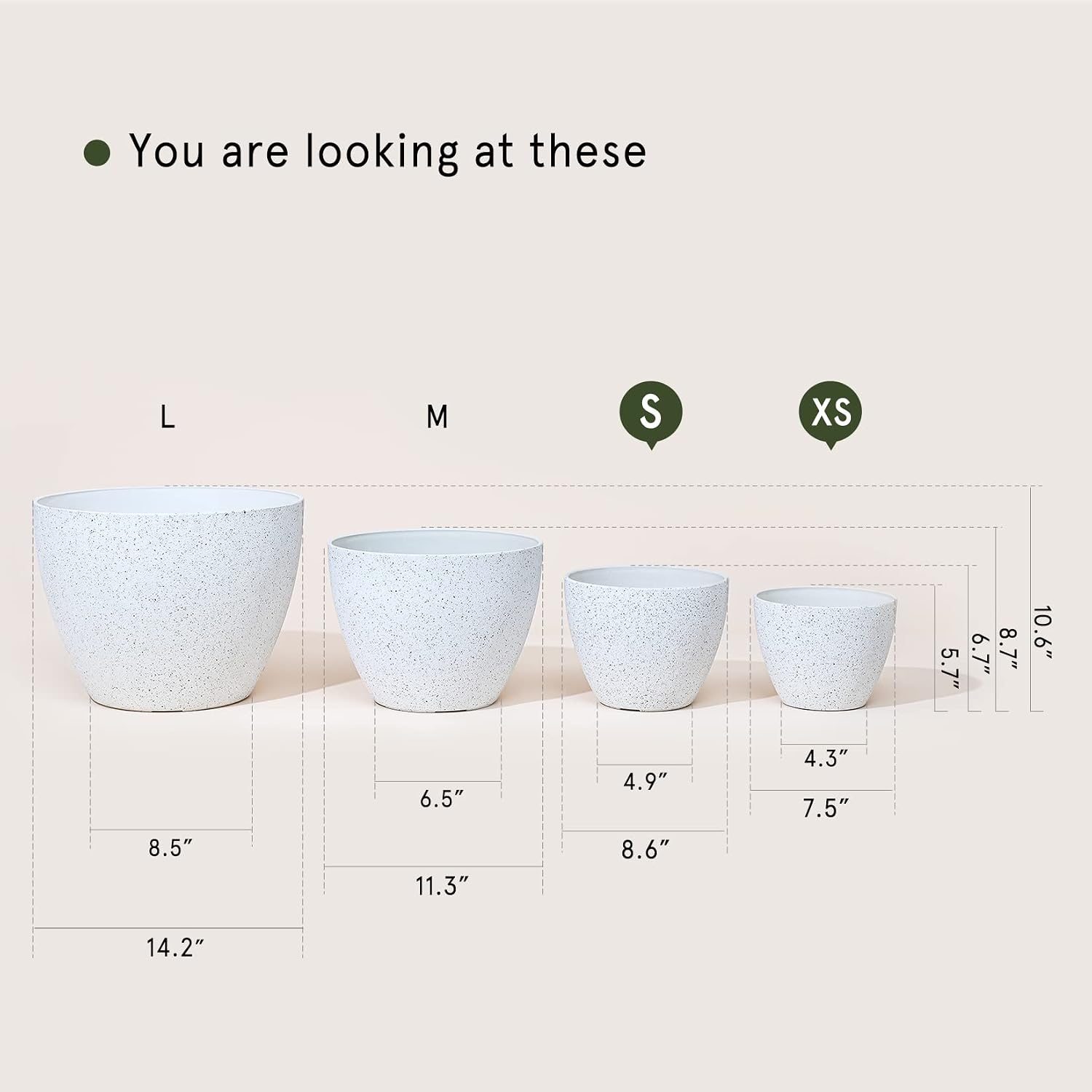 LA JOLIE MUSE Planter Pots, Indoor Outdoor Flower Pot, 8.6+7.5 Inch 2 Pack