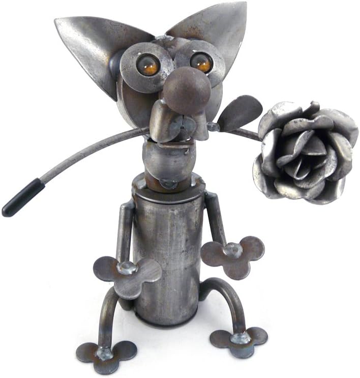 Yardbirds Latin Lover - American Made Recycled Metal Art Chihuahua Dog Sculpture, Indoor/Outdoor, 9"