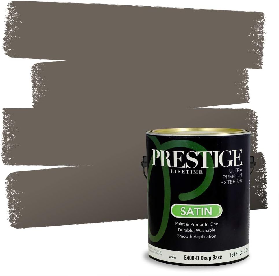 PRESTIGE Paints Exterior Paint and Primer In One, 1-Gallon, Flat, Comparable Match of Sherwin Williams* Grizzle Gray*