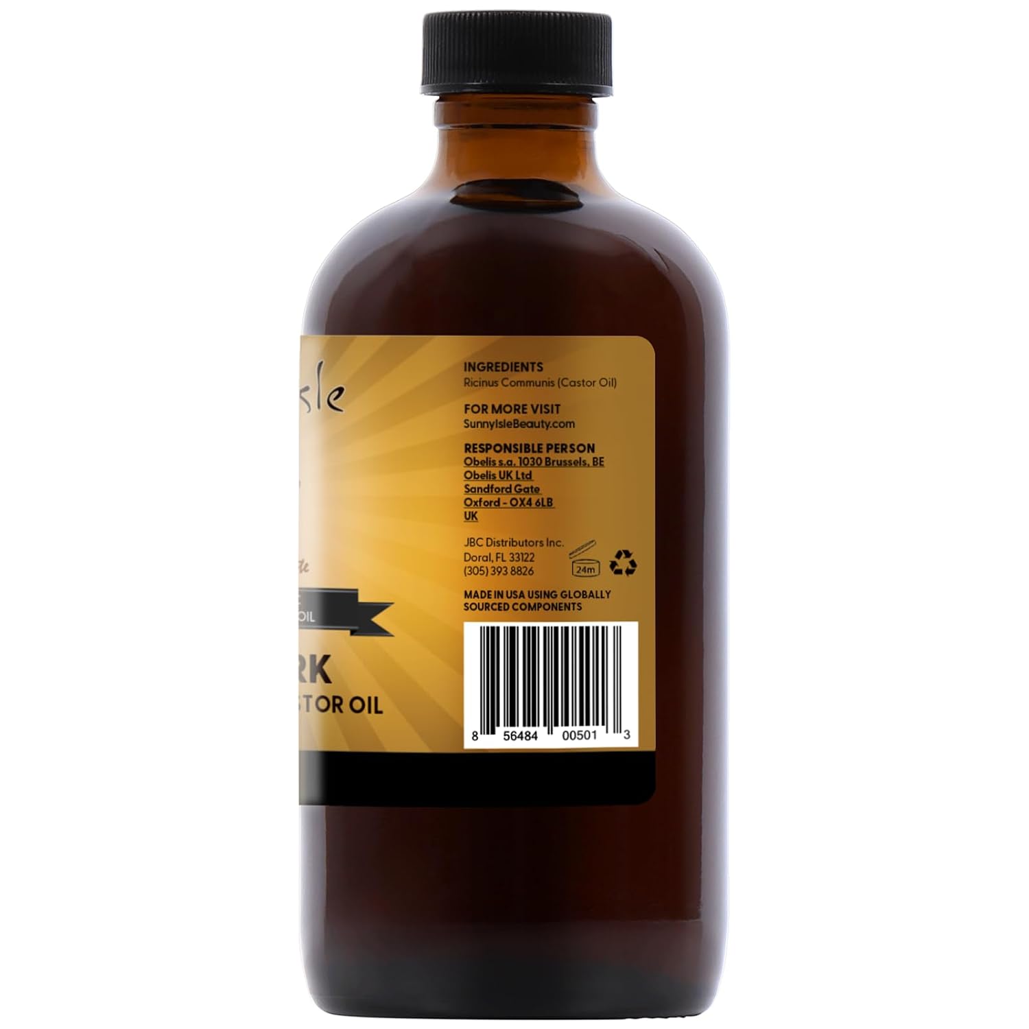 Sunny Isle Extra Dark Jamaican Black Castor Oil 8oz | Hair, Scalp, Skin | Richer Thicker Moisturizing Oil for Hair Growth, Dry Scalp, Damaged Hair Repair, Edges, Eyebrows, Eyelashes, Unscented