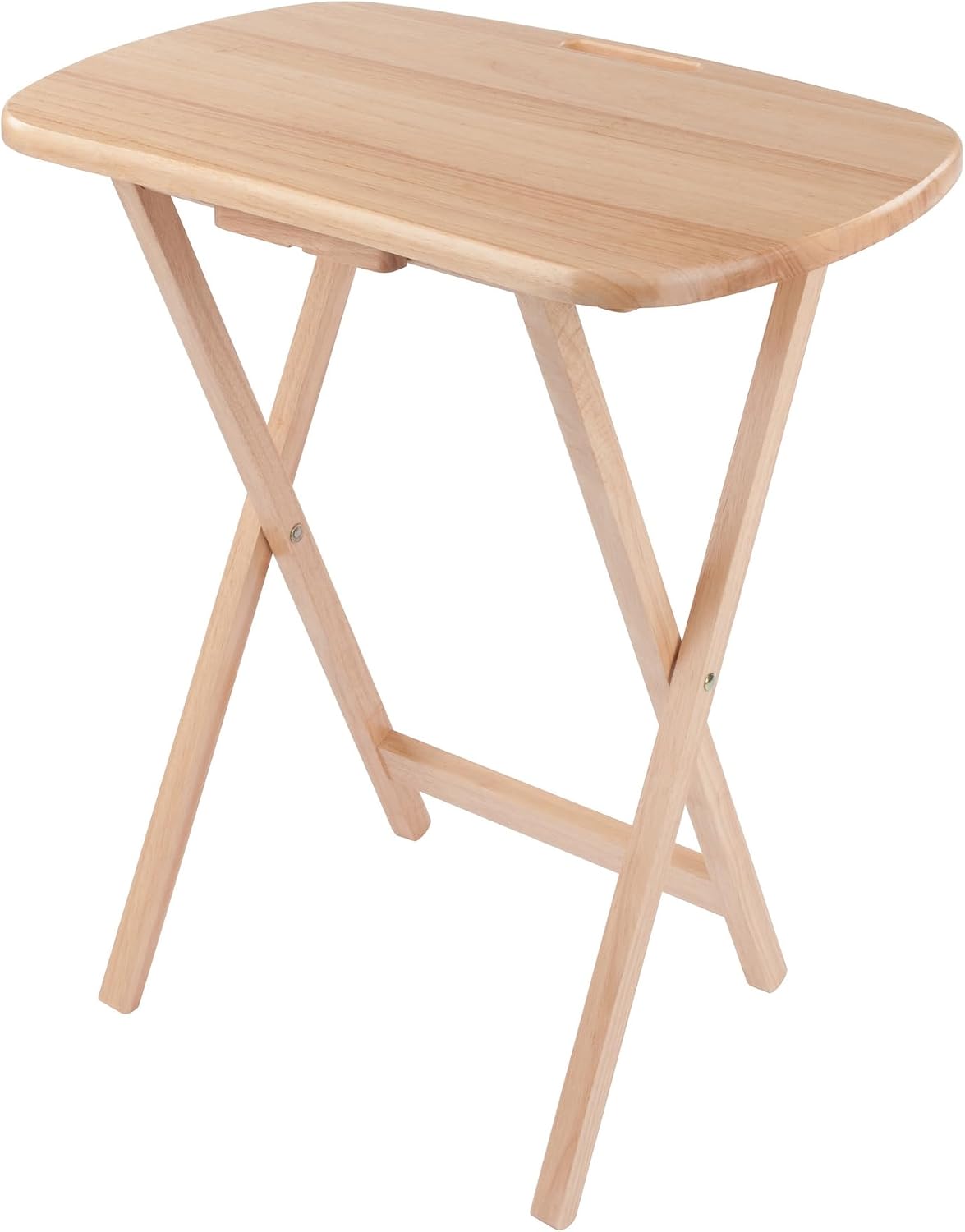 Winsome Lucca Set of 4 Foldable Snack Tables with Storage Rack, Walnut, 26" | Easy to Store Portable Fold Up Table Set for Kitchen, Living Room TV Dining, Crafts, Puzzles, Work From Home
