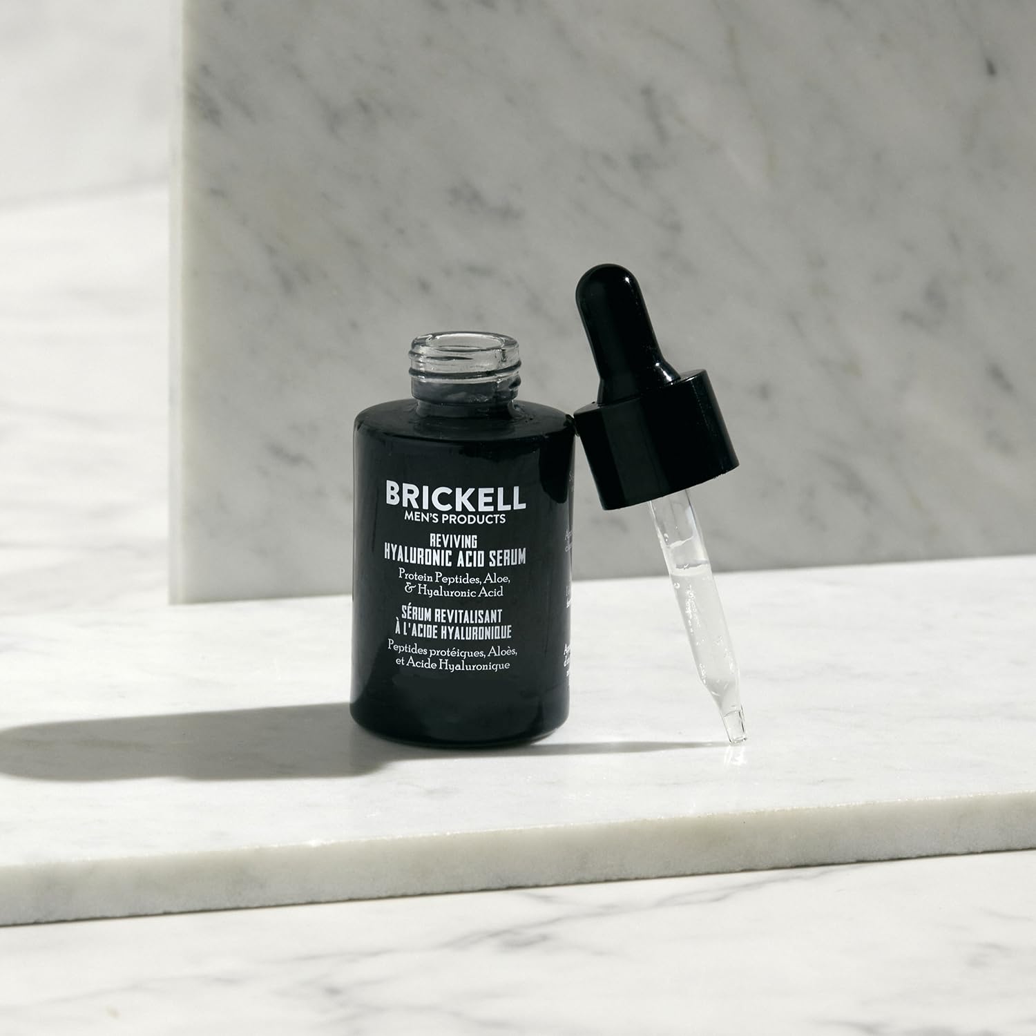 Brickell Men's Anti Aging Hyaluronic Acid Serum for Face, Reviving Day Serum for Men, Facial Serum With Hyaluronic Acid, Aloe, and Peptides, 1 Ounce, Scented