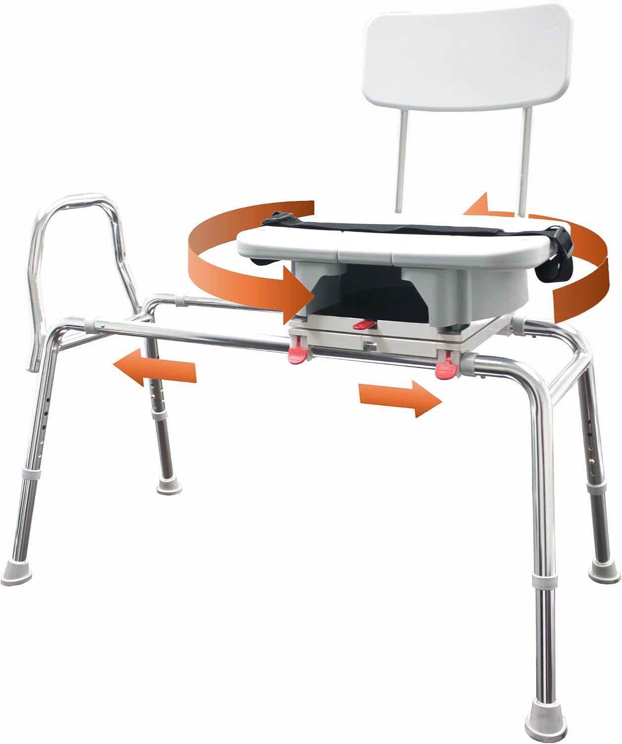 Tub Transfer Bench with Swivel Seat, for Elderly & Disabled, Standard | Eagle Health Supplies Sliding Shower Chair for Inside Shower, FSA/HSA eligible, Height Adjustable, 77662