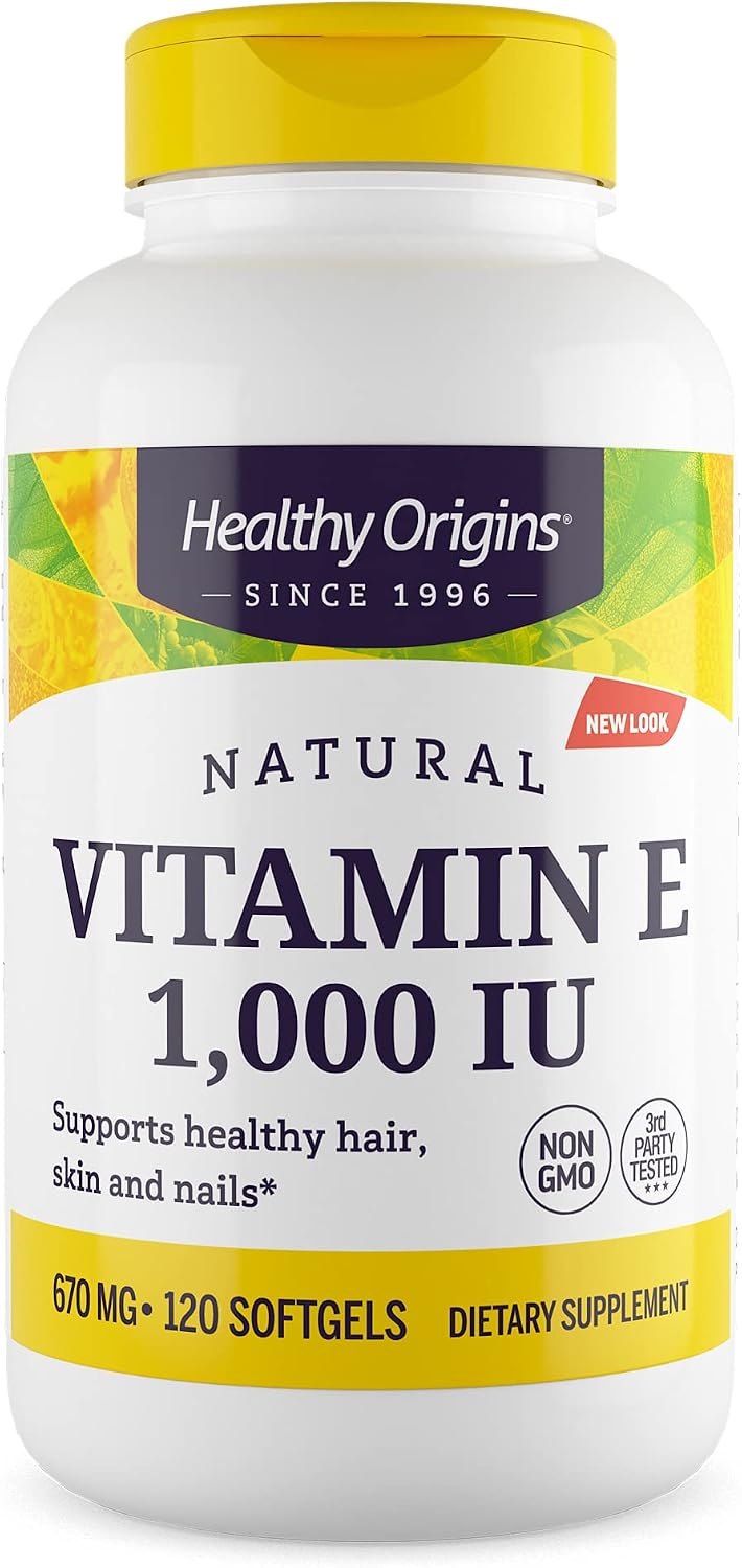 Healthy Origins Vitamin E 1,000 IU, Natural Mixed Tocopherols, 120 softgels