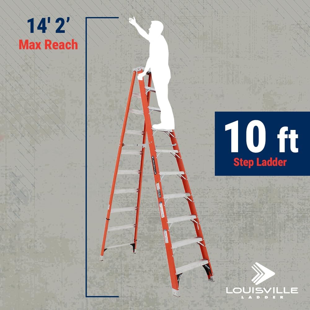 Louisville Ladder 12-Foot Fiberglass Step Ladder, 375-Pound Load Capacity, Type IAA, FS1312HD