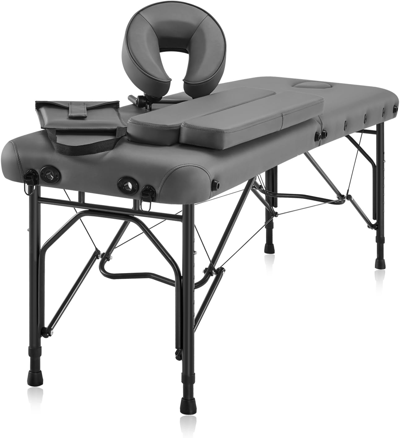 Portable Aluminum Massage Table, Foldable Travel Bed, 70 x 21, Black | Aluminum Frame · 3" Memory Foam · 450 lb Working Capacity · Foldable · Massage, Spa & Mobile Therapy