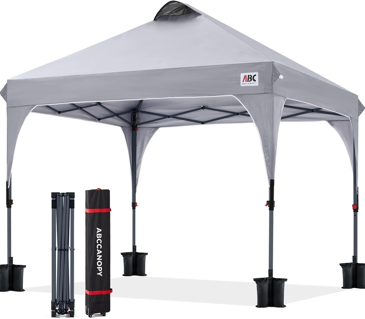 ABCCANOPY Outdoor Pop up Canopy Tent, 10x10 Instant Portable Canopy for Camping, Beach, Backyard,Gray | Water resistant & UV protection canopy, easy setup, with carry bag, ideal for camping, beach, backyard, market events