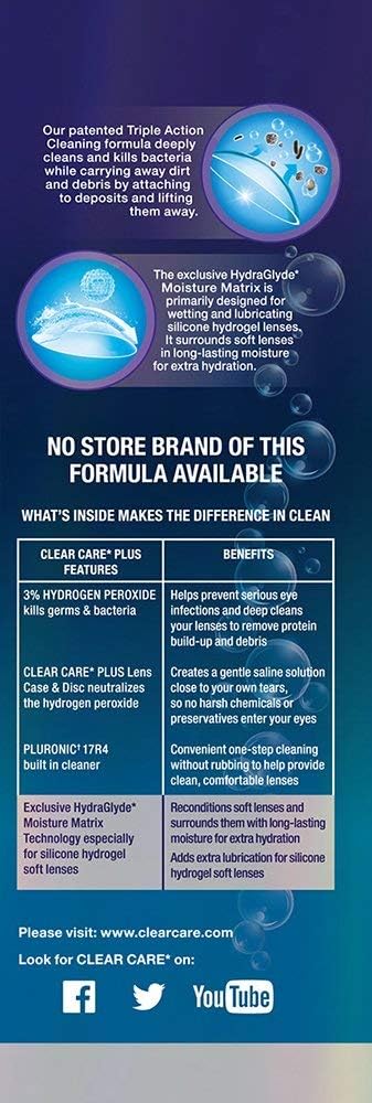 CLEAR CARE PLUS Cleaning & Disinfecting Contact Lens Solution 12 Oz, 2 Pack