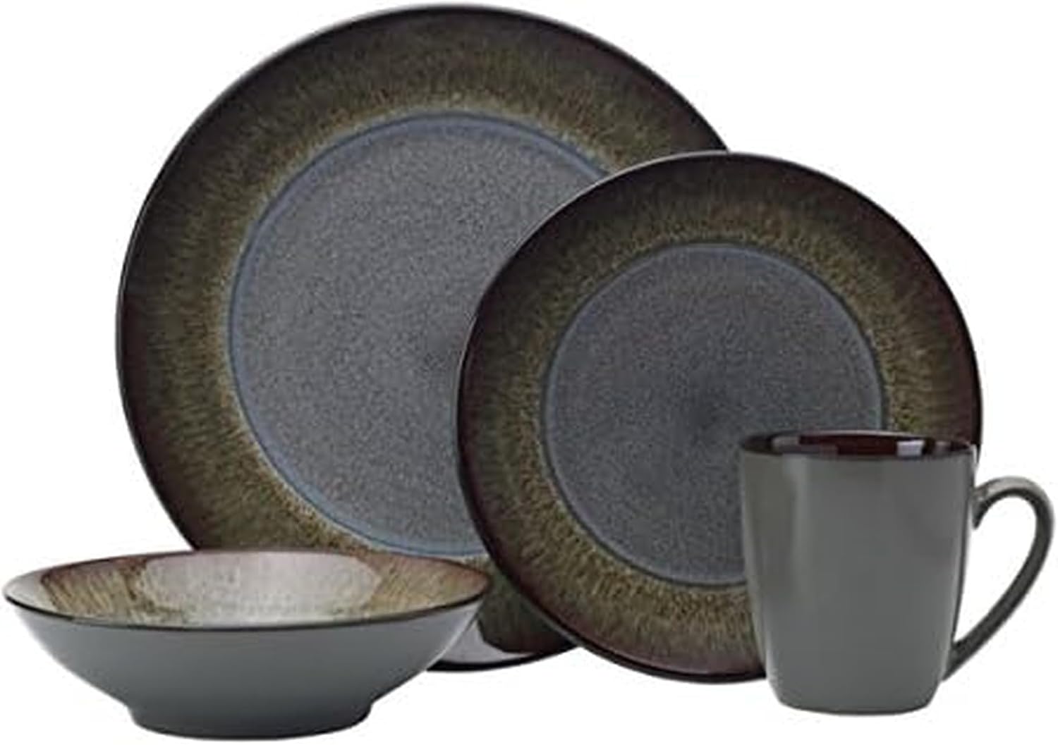 Pfaltzgraff 5237442 Monroe 16-Piece Porcelain Dinnerware Set, Dark Gray (Pack of 16)