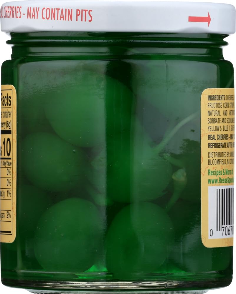 Reese Red Maraschino Cherries with Stem, 10-Ounces (Pack of 12)