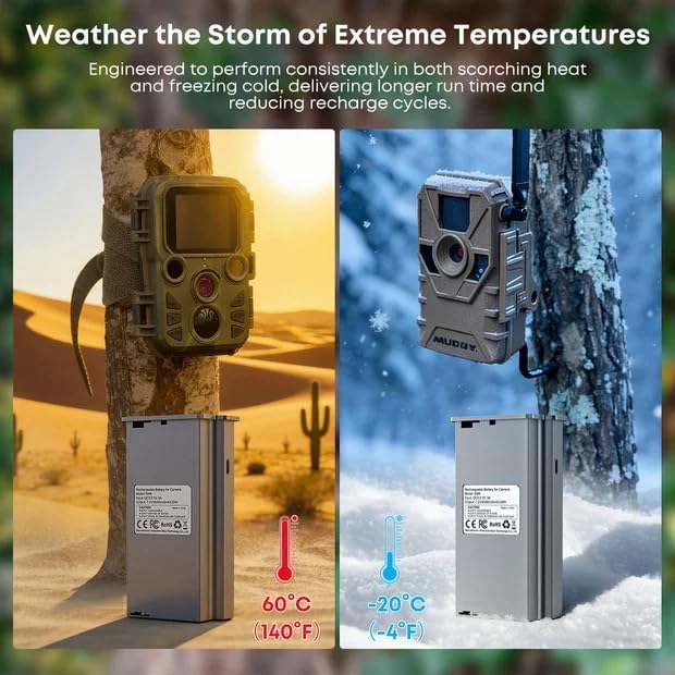 Rechargeable Reveal Lithium Battery Pack for Tactacam Trail Camera Reveal X Pro 3.0, X Gen 3.0, 2.0, Pro, SK, XB, X, Upgraded Solar Panel