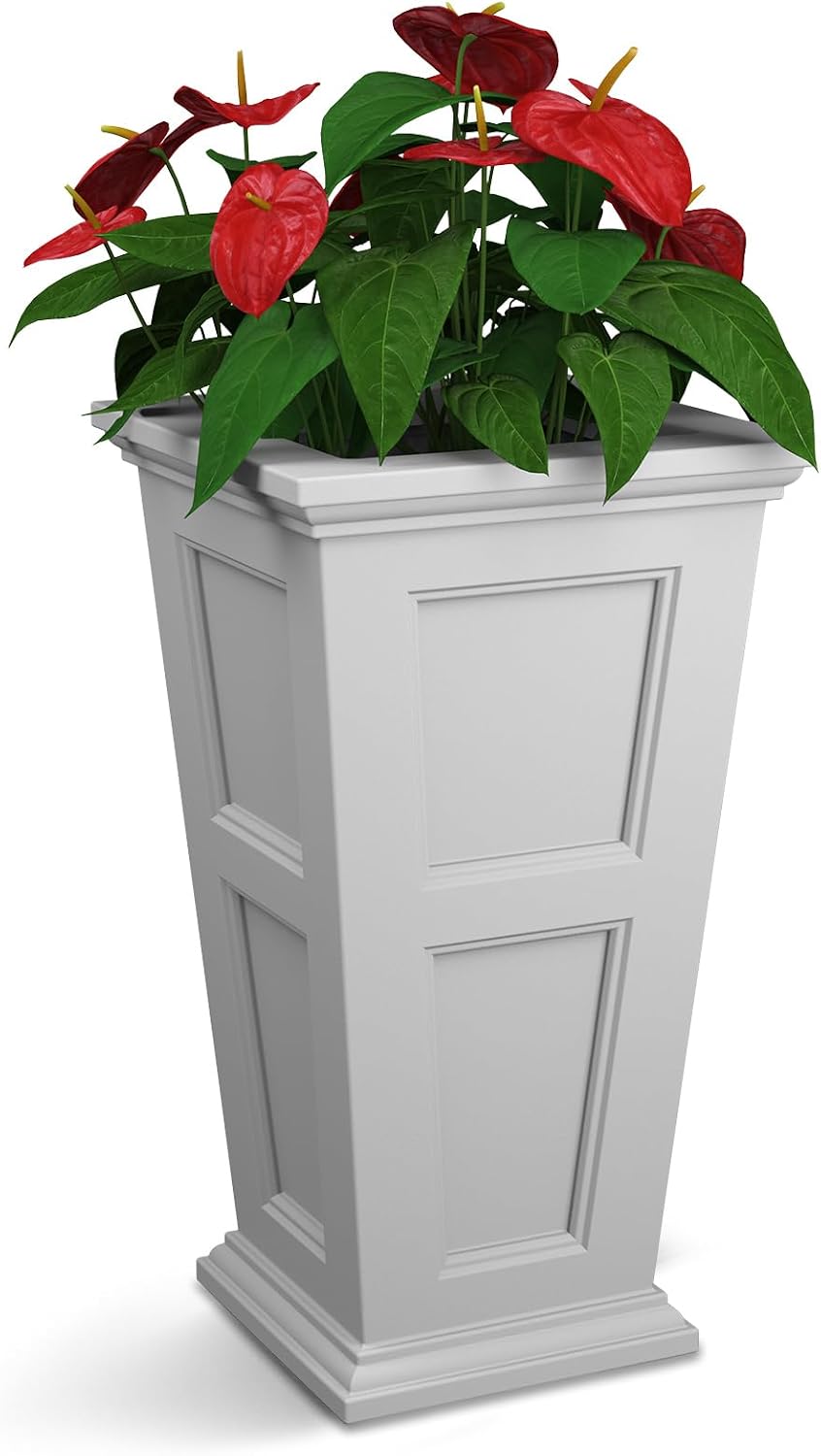 Mayne Fairfield 28in Self-Watering Tall Square Planter, Black | Self-watering, All season, Fade resistant, Reversible planting shelf, 15-year warranty