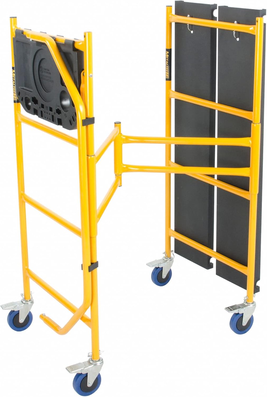MetalTech 4 Ft Scaffolding Platform, Adjustable, Foldable and Rolling Scaffold Platform with 4-Inch Locking Wheels for Construction & DIY Projects