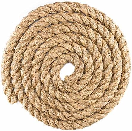 Twisted Manila Hemp Rope (1 Inch x 25 Feet)
