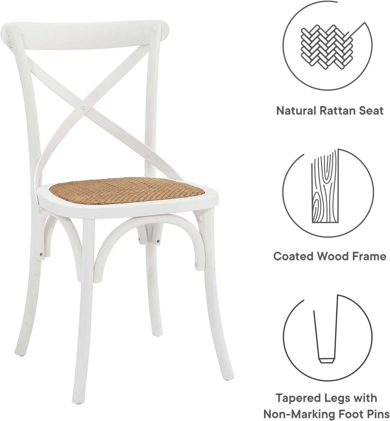 Modway Gear Rustic Modern Farmhouse Elm Wood Rattan Dining Chair in Gray