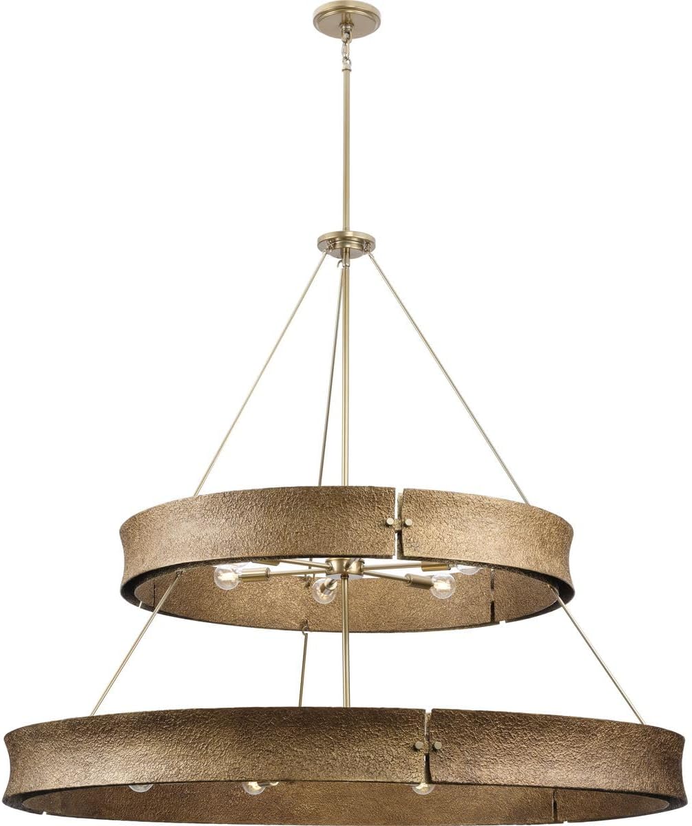 Progress Lighting Lusail 48 in. 13-Light Modern Organic Soft Gold Chandelier with Foundry Gold