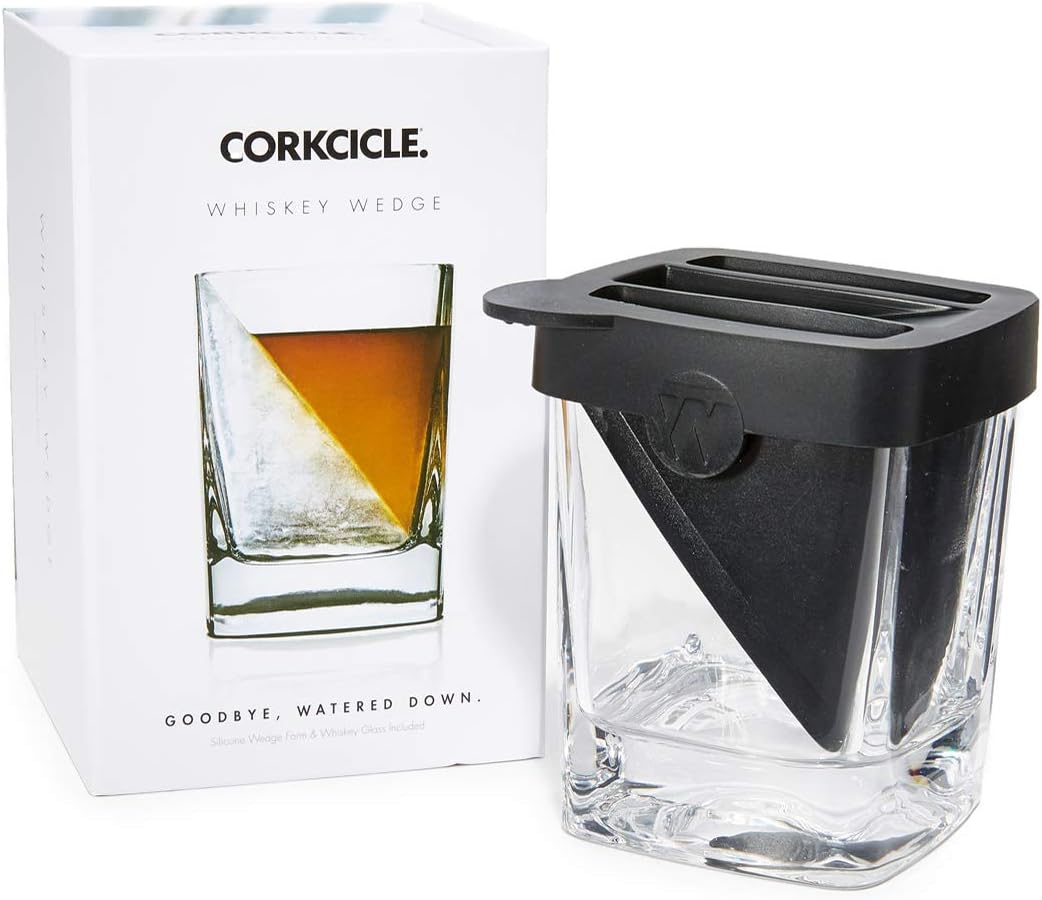 Corkcicle Whiskey Wedge - Premium Old Fashioned Glass with Silicone Ice Mold - For Bourbon, Scotch, & Spirits - Great Gift for Dad - Perfect for the Holidays - 9 oz