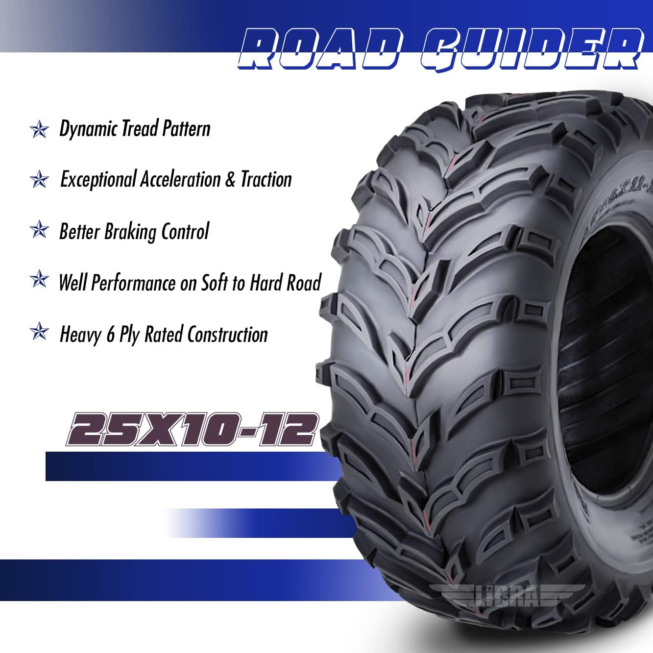 ROADGUIDER ATV Mud Tire 22x10-9 6PR for Honda Recon 250 Suzuki Ozark 250