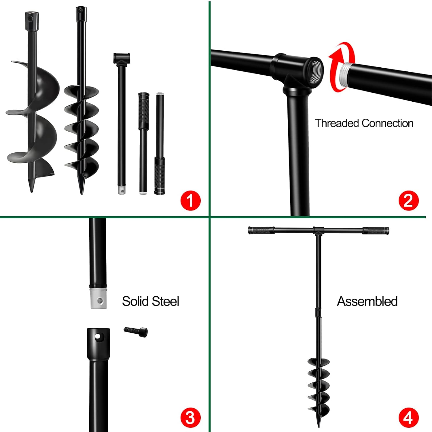 LONGRUN Auger Drill Bit for Planting-1.7"x15" Planting Auger, Garden Spiral Hole Drill Bulb Planter Tool for Planting, Bedding Plants, Flowers