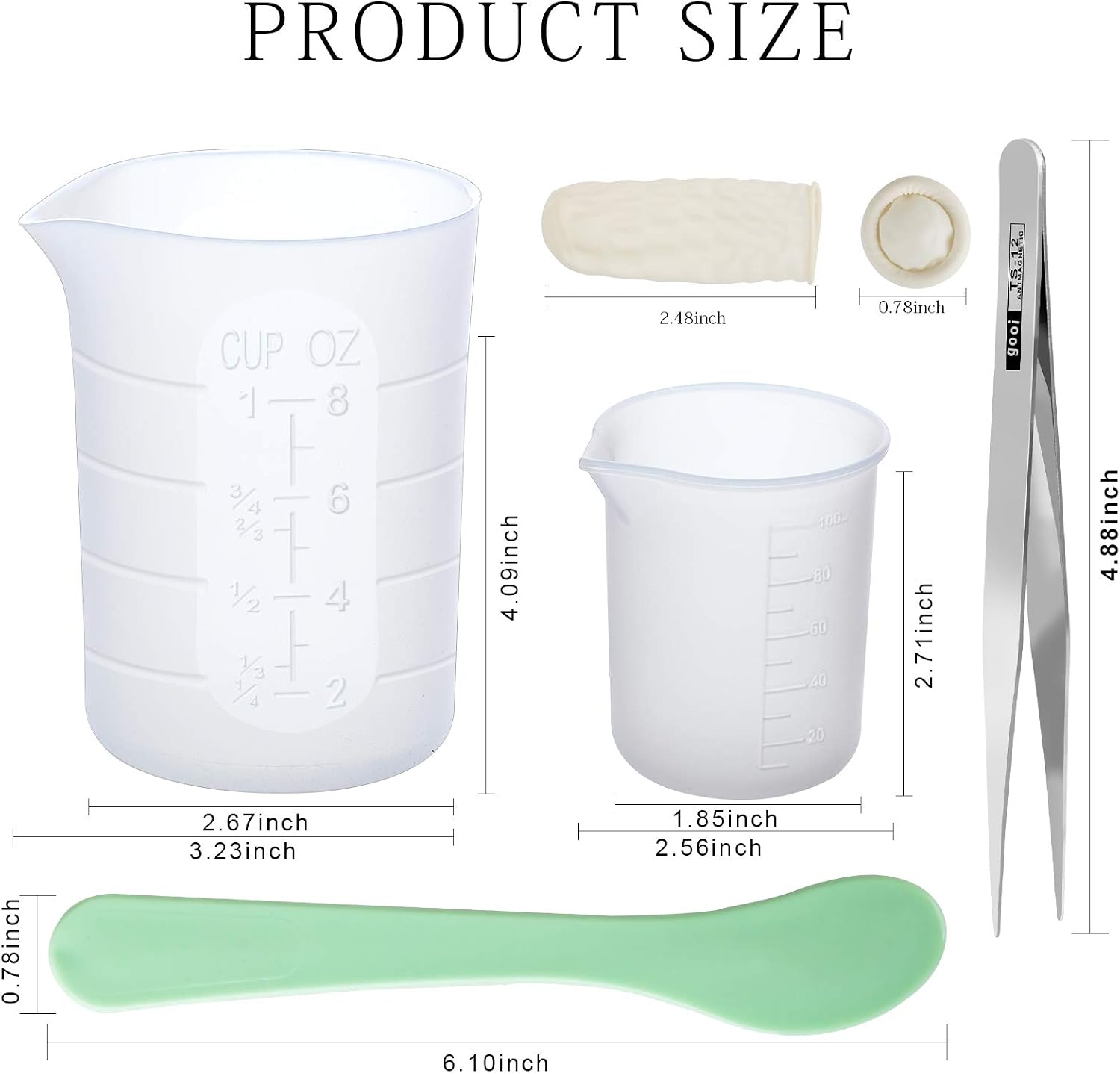 LEOBRO Silicone Measuring Cups for Epoxy Resin, 250 & 100ml Reusable Epoxy Resin Mixing Cups, Silicone Pouring Cup, with Stir Sticks, Finger Cots