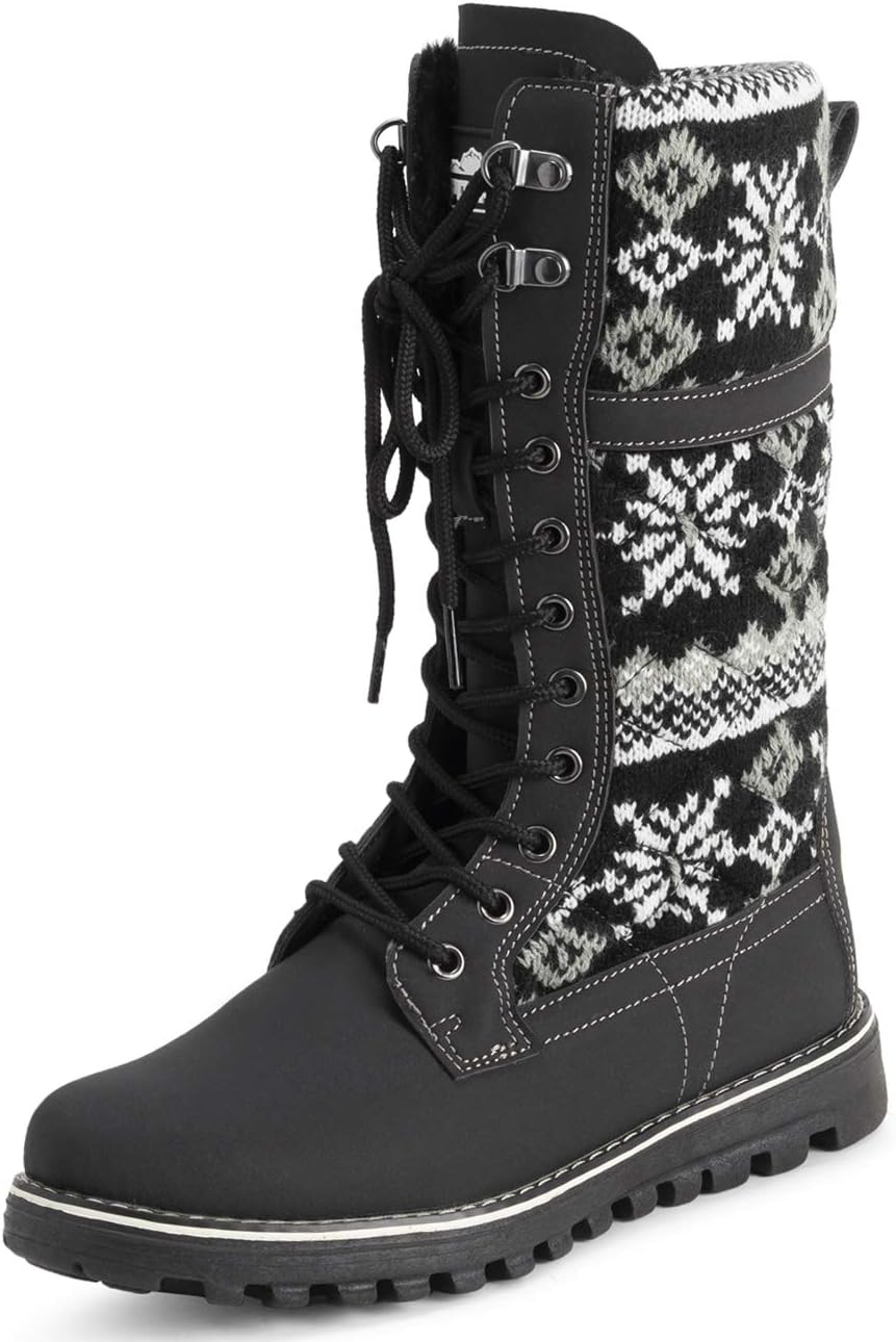 POLAR Womens Faux Fur Warm Thermal Waterproof Outdoor Walking Snow Winter Rubber Sole Calf Boots