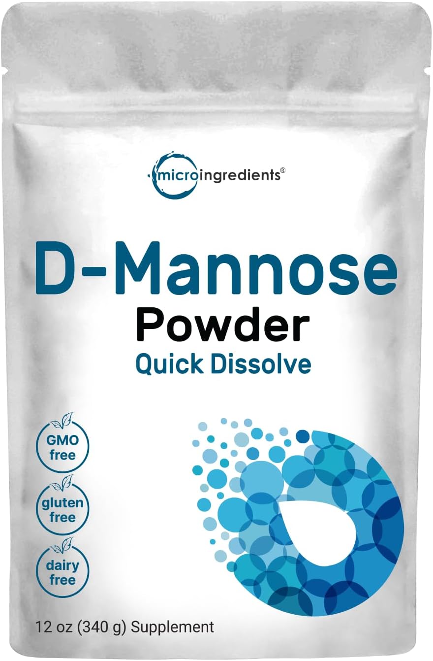 Micro Ingredients D Mannose Powder, Pure Mannose Supplement, Quick Water Soluble, Support Urinary Tract Cleanse & Bladder Health