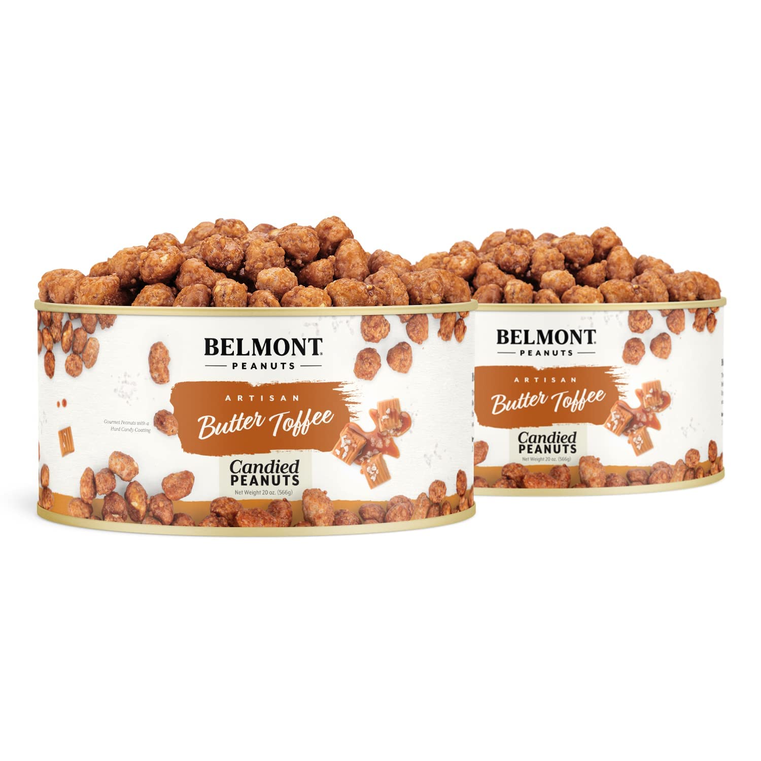 Belmont Peanuts Gourmet Sea-Salted Virginia Peanuts, 20 oz (1 Pack) – Only 3 Simple Ingredients, No Preservatives, 7g Protein – A Premium, Salty, Crunchy, Hand Seasoned Snack