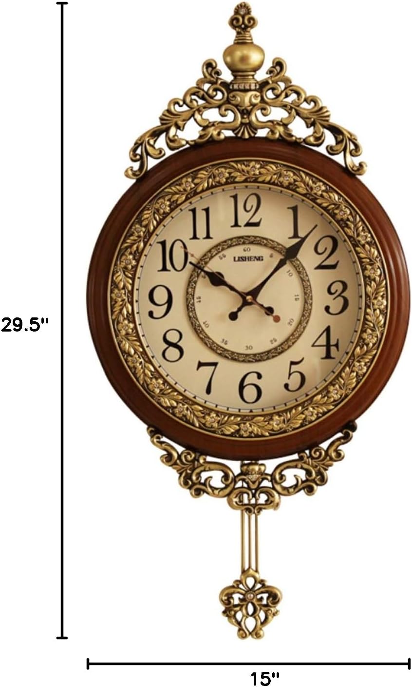 SHISEDECO 29.5" Large Vintage Antique Grandfather Pendulum Wall Clock, Blue