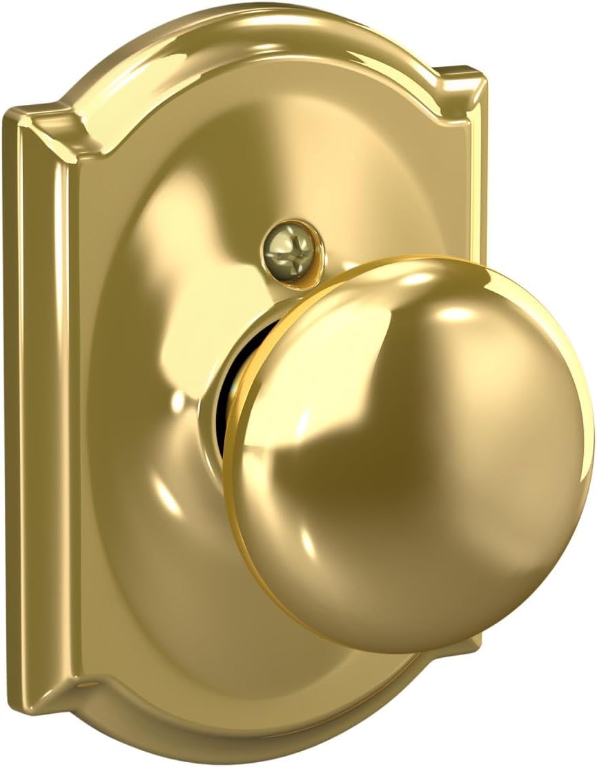 Schlage Plymouth Bed/Bath Privacy Door Knob with Lock, Satin Nickel | Interior bedroom or bathroom door knob with push button lock, Easy to install, Certified durability, Universal fit