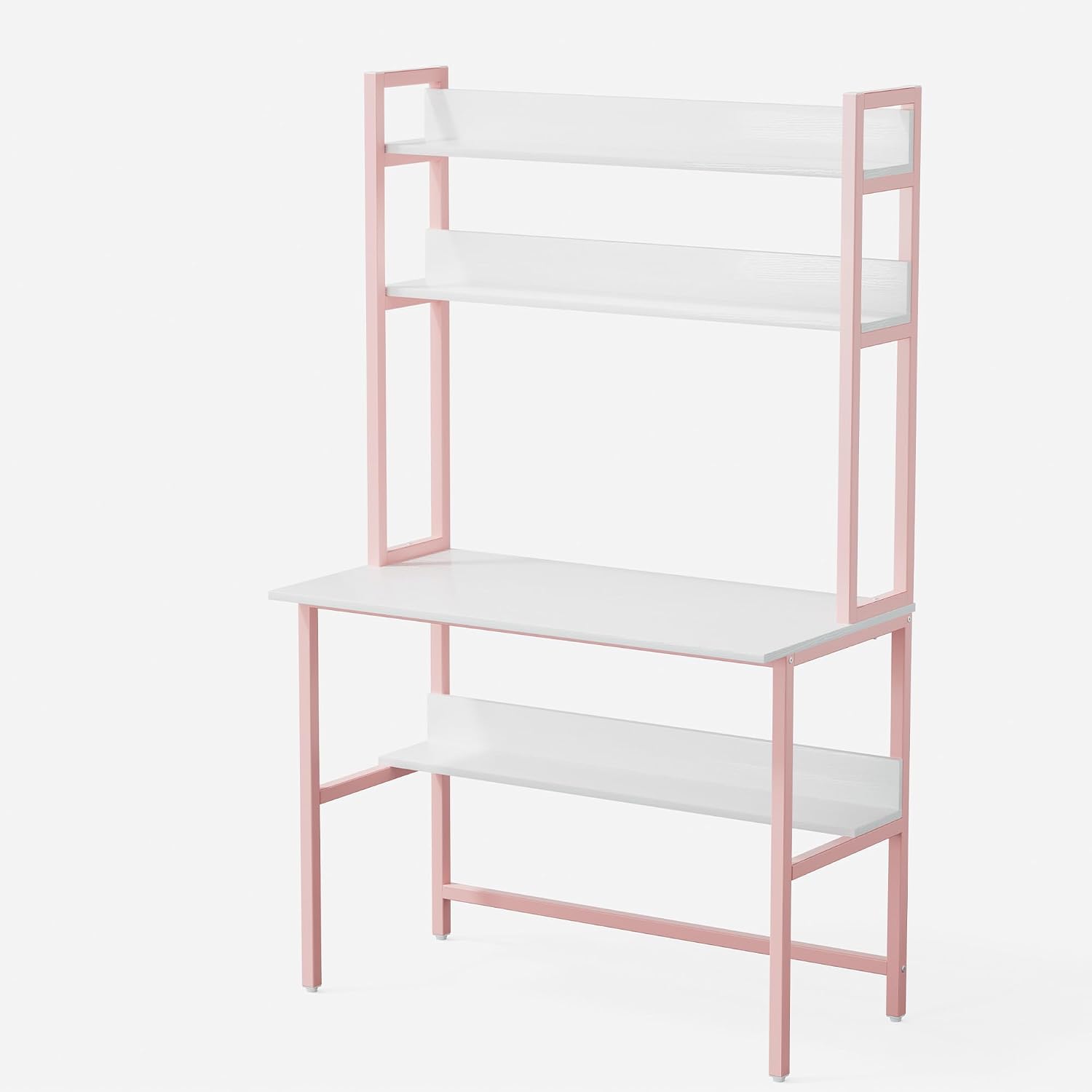Aquzee Computer Desk with Shelves, 47" W x 23.6" D Gaming Desk with Hutch and Bookshelf