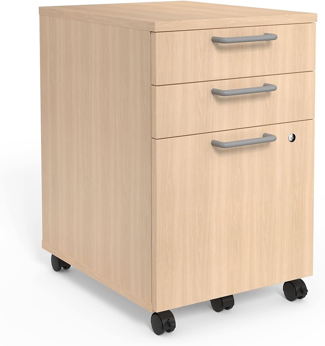 Union & Scale Staples Essentials 3-Drawer Vertical File Cabinet, Letter & Legal Size Documents, Lockable & Mobile, 21.3" D x 15.6" W x 24.3" H, Natural