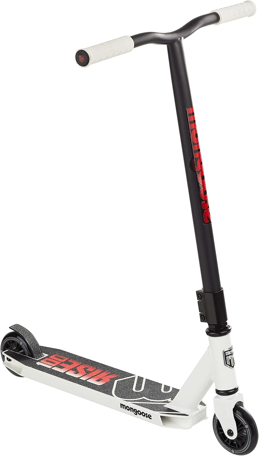 Mongoose Rise Freestyle Stunt Trick Scooter, For Kids Youth Adult Men Women Ages 8 Up, Lightweight Alloy Deck & Heavy-Duty Frame Up to 220 lbs.
