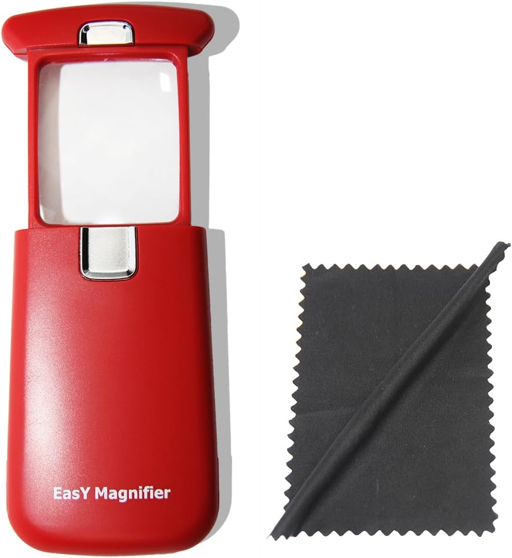 Small Pocket Magnifying Glass 3.0X with LED Light for Reading; Lighted Hand Held Coin Loupe; Mini Magnify Lens; Gifts for Seniors