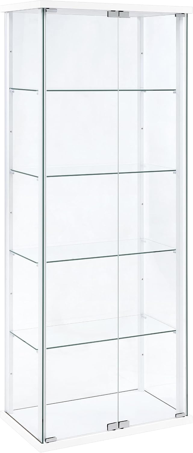 Coaster Home Furnishings - Delphinium - Glass - 4-Shelf Curio Cabinet with Wood Top and Base, Two Doors, and Chrome Hardware - Living Room - 64-Inch - Black - 950170
