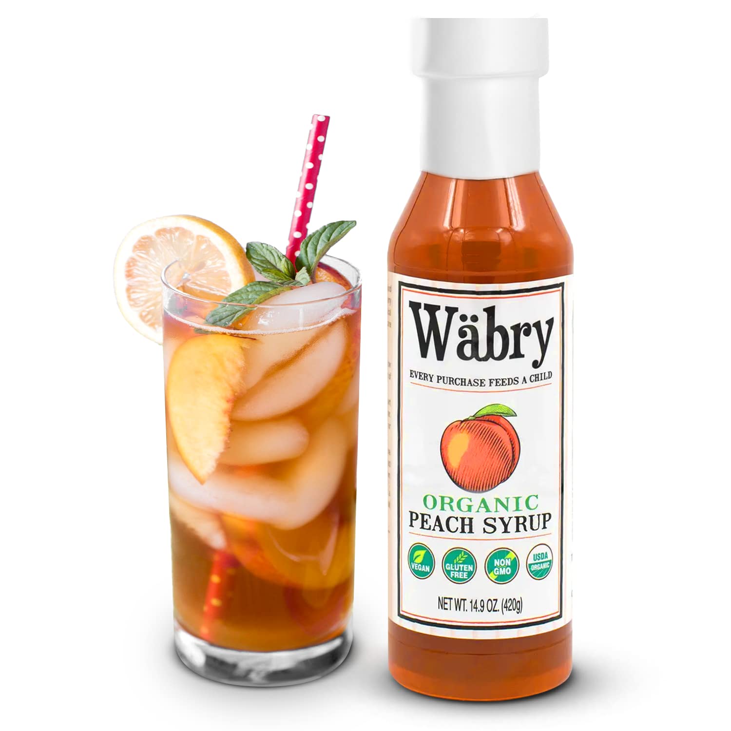 Wäbry Blueberry Syrup – 14.9oz (420g), Natural Fruit Flavor Organic Snow Cone Syrup for Drizzling on Shaved Ice, Waffles, Ice Cream & Lattes, Non-GMO, Dye-Free Vegan Syrups, 12 Servings Per Bottle