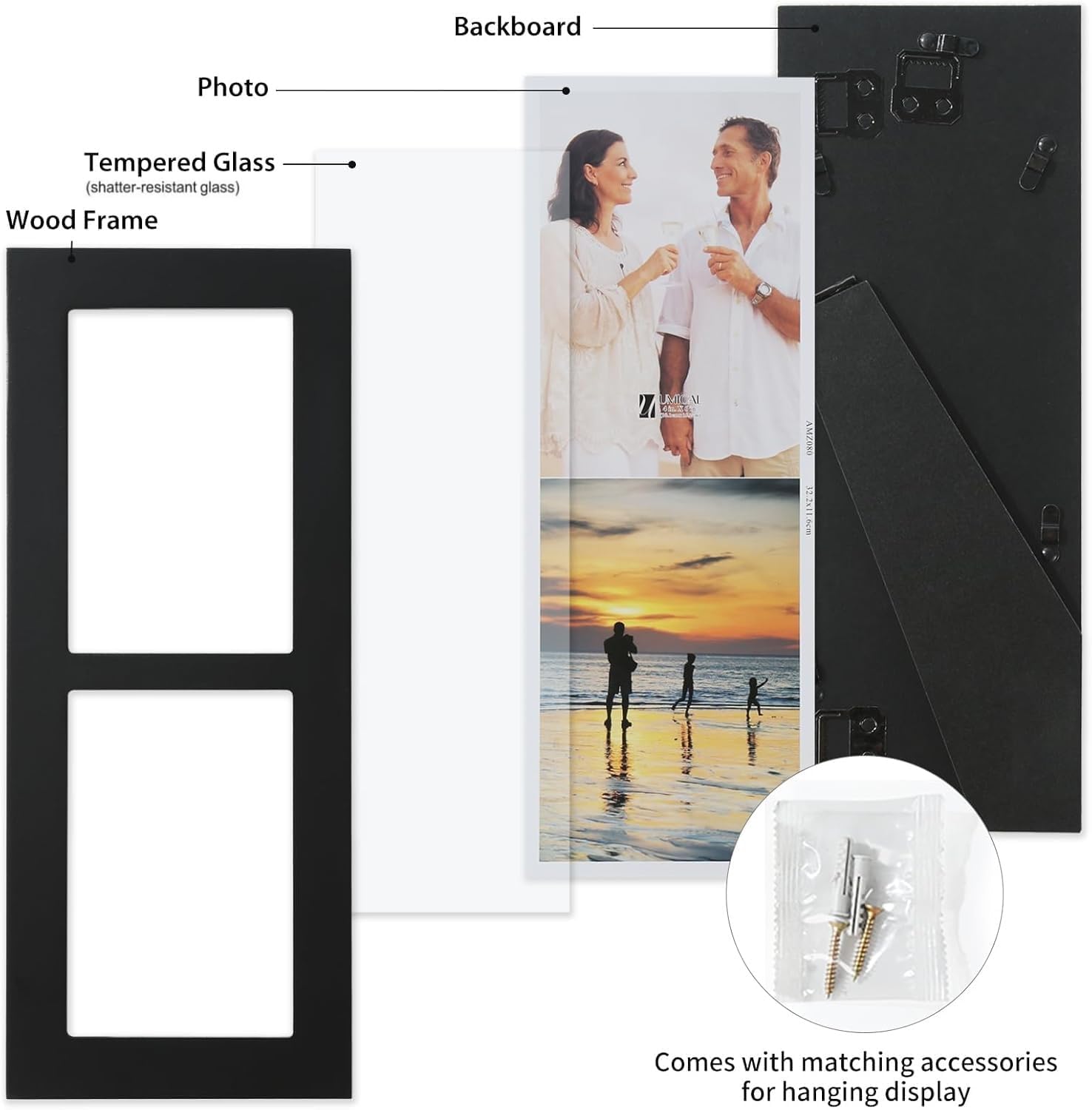4x6 5-Opening Collage Picture Frame Black Wood