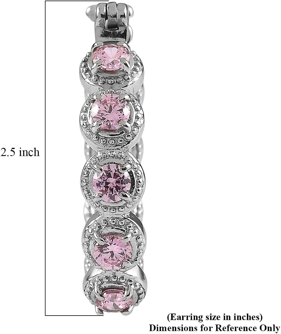 Pink Cubic ZirconiaEarrings in Stainless Steel