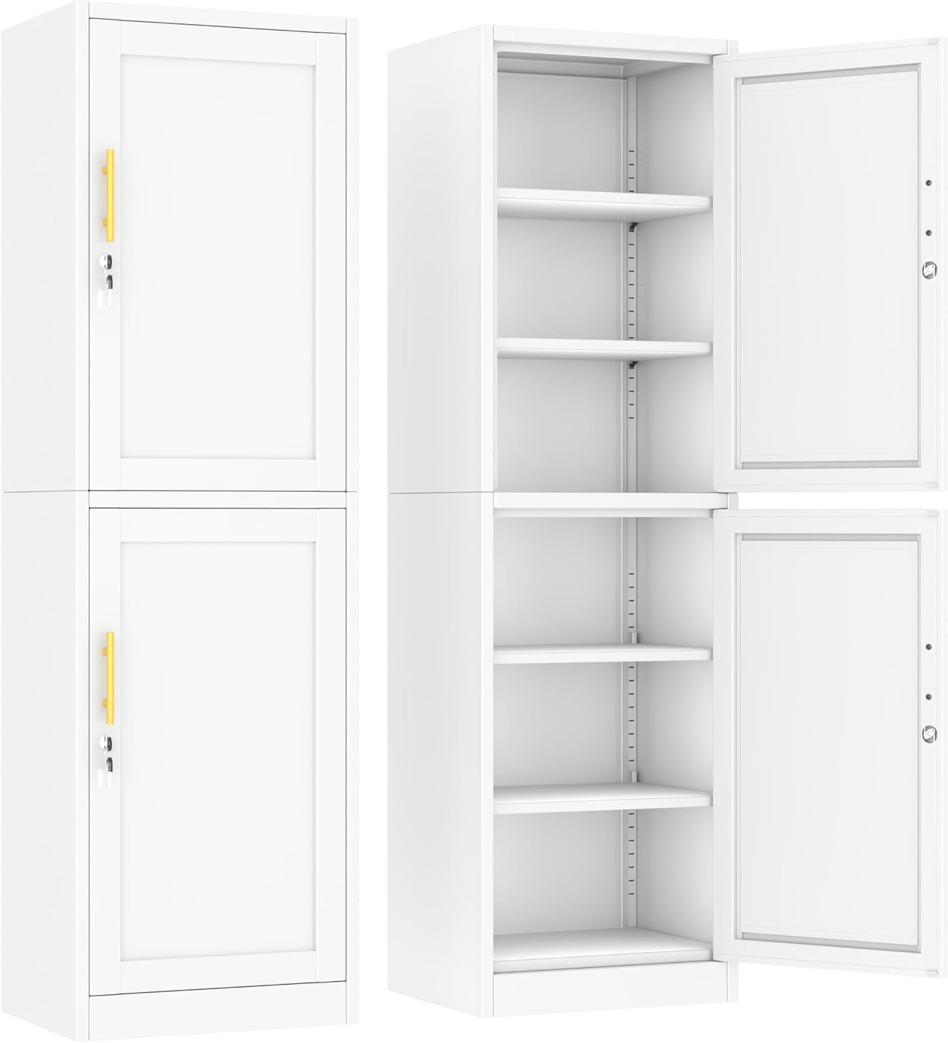 Ckzbx Tall Narrow Storage Cabinet 66.93" H Tall Bathroom Cabinet Metal Pantry Cabinets, 4 Adjustable Shelves for Kitchen, Home Office, Living Room, Dinning Room (20 inches Wide White)